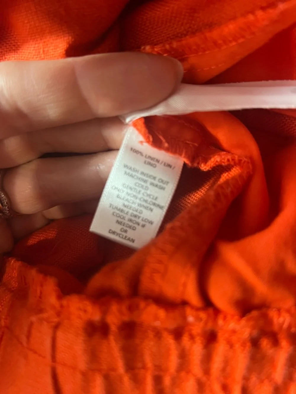 LOFT 100% Linen Wide-Leg Pants, Tassel Drawstring - Bright Coral Orange Size 6! - Picture 10 of 10
